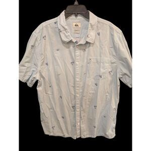 Quicksilver   Shirt Button  Men's XL‎  Short Sleeve Regular Fit Cotton Button Up